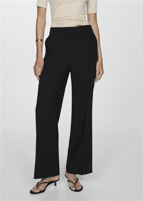 MANGO Wideleg Pleated Trousers Kvinde Black Bukser Str 44 - hos Magasin