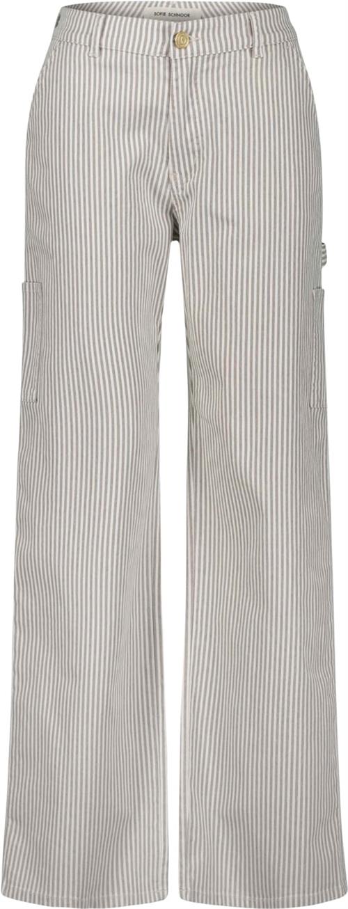 Sofie Schnoor Trousers Kvinde Light Brown Striped Bukser Med Lige Ben Str XS - hos Magasin