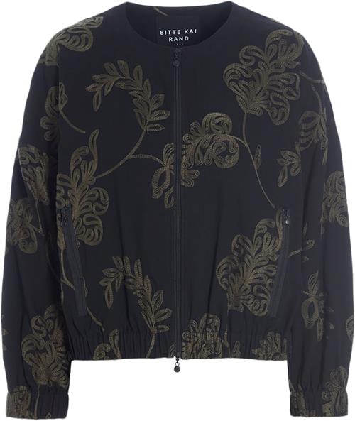 Bitte Kai Rand Embroidered Leaf Kvinde Black/deep Forest Leaf Bomberjakker Str L - hos Magasin