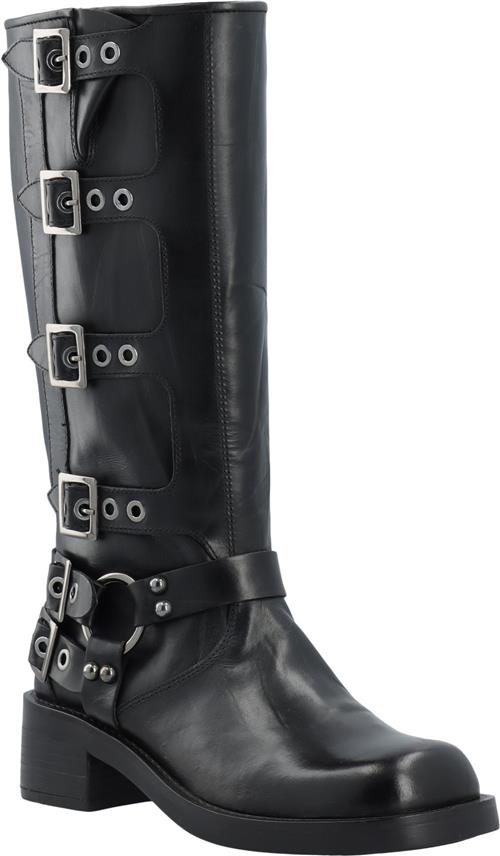 Bianco Biaharper Buckle Biker Boot Pull Up Leather Kvinde Black Cowboy & Biker Str 40 - hos Magasin