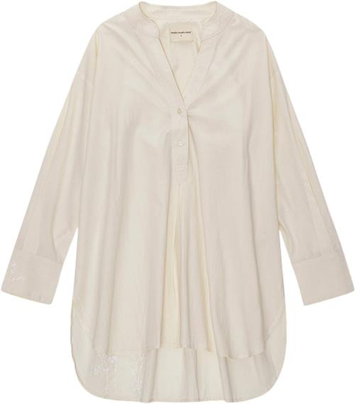 Moshi Moshi Mind Posy Shirt Poplin Kvinde Natural Emb Langærmede Skjorter Str L - hos Magasin