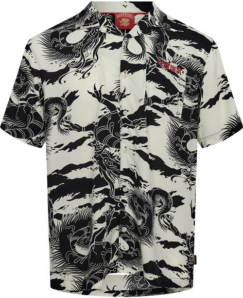 Superdry CNY Dragon Shirt Mand Off White Kortærmede Skjorter Str M - hos Magasin