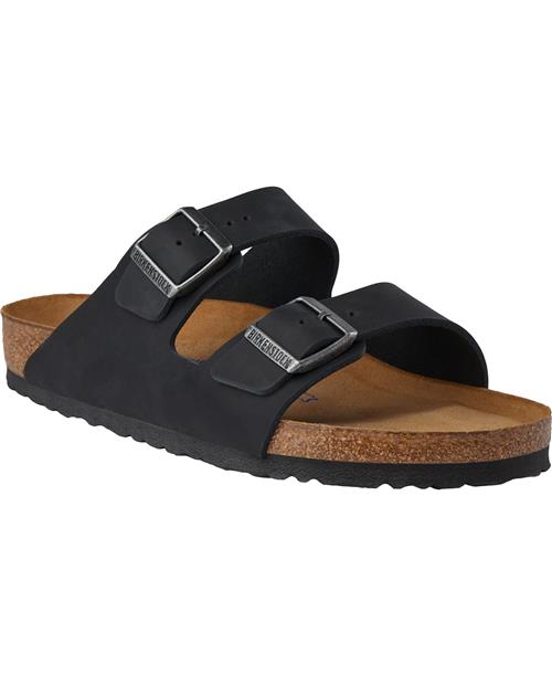 Se Birkenstock Arizona NU Oiled SFB Kvinde Sort Flade Sandaler Str 40 - hos Magasin ved Magasin