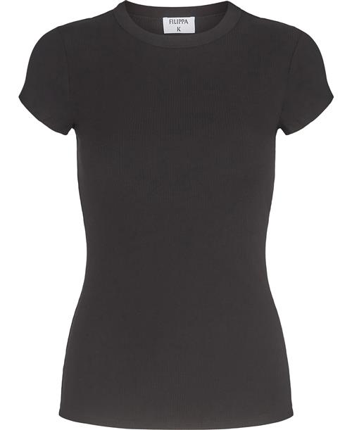 Se Filippa K Fine Rib Tee Kvinde Black Kortærmede T-shirts Str L - hos Magasin ved Magasin