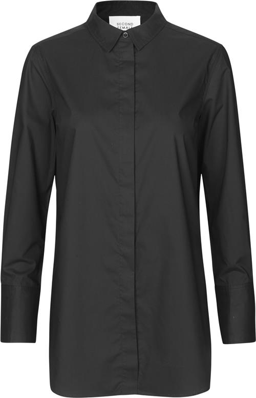 Second Female Larkin LS Classic Shirt Kvinde Black Langærmede Skjorter Str L - hos Magasin