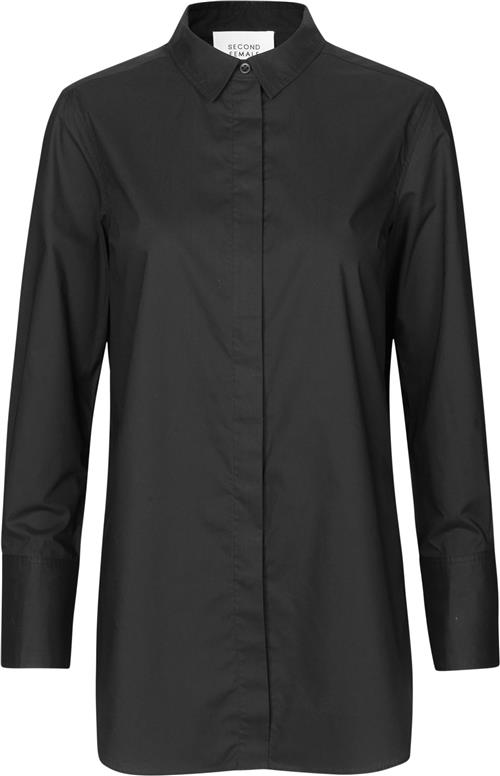 Second Female Larkin LS Classic Shirt Kvinde Black Langærmede Skjorter Str XS - hos Magasin