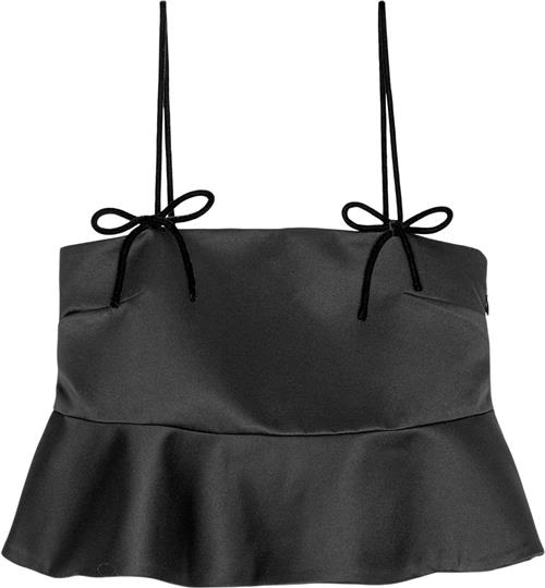 Se Ganni Duchesse Satin Top Kvinde Black Langærmede Bluser Str 40 - hos Magasin ved Magasin