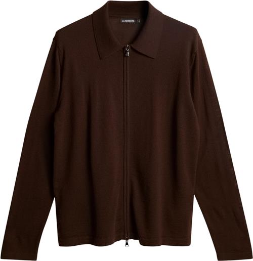 Se J. Lindeberg Kaleb Merino Zip Cardigan Mand Bitter Chocolate Cardigans Str S Merino - hos Magasin ved Magasin