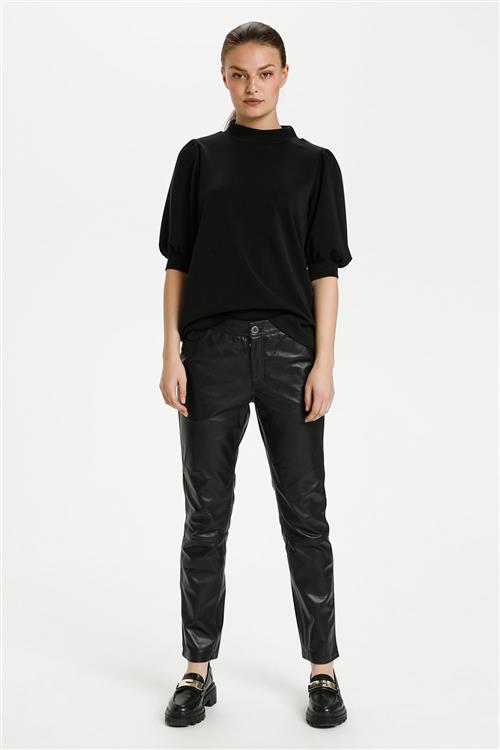 My Essential Wardrobe 21 THE Puff Blouse Kvinde Black Kortærmede Bluser Casual Fit Str XS - hos Magasin