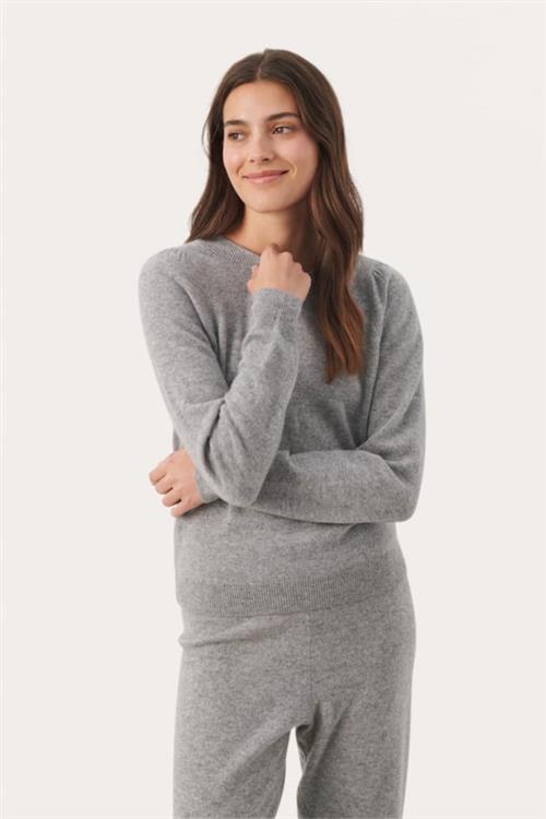 Part Two Evinapw PU 100 Cashmere Kvinde Grey Melange Sweaters Relaxed Fit Str XS Cashmere - hos Magasin