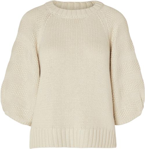 Selected Femme Slfville 3/4 Knit Oneck EX Kvinde Birch Kortærmet Strik Str L - hos Magasin