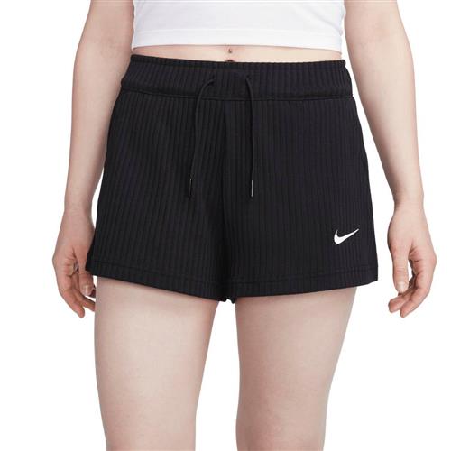 Nike Highwaisted Ribbed Jersey Shorts Kvinde Black/white Casual Shorts Str M - Bomuld hos Magasin