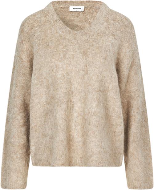 Se Modström Kanemd Vneck Kvinde Beige Melange Sweaters Str XS - hos Magasin ved Magasin