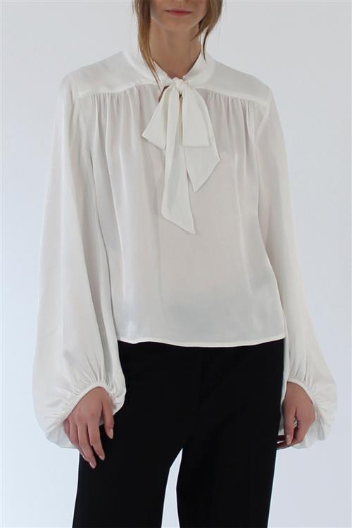 Designers Remix Lucille Bow Blouse Kvinde Sand Toppe Str 42 - hos Magasin