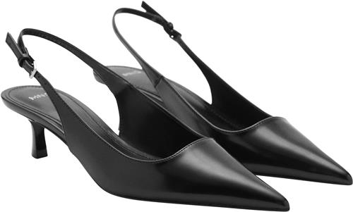 MANGO Kittenheel Shoes Kvinde Black Slingbacks Str 42 - Læder hos Magasin