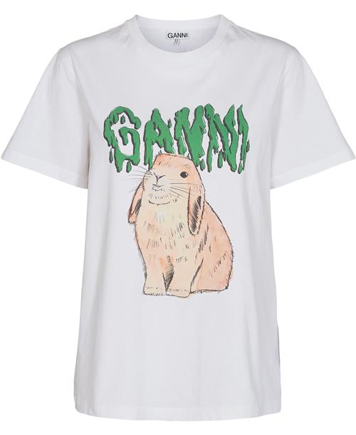 Ganni Tshirt, Bunny Kvinde Bright White Kortærmede T-shirts Str XS - Bomuld hos Magasin