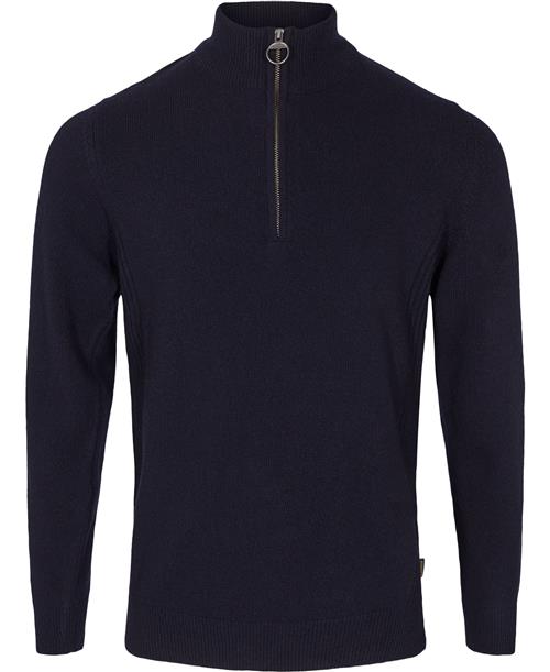 Barbour Barbour Holden Half Zip Mand Blå Turtlenecks Str L - Uld hos Magasin