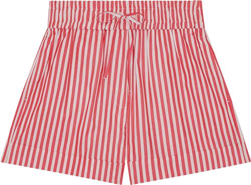 Ganni Stripe Cotton Elasticated Shorts Kvinde Barbados Cherry Casual Shorts Str 38 - hos Magasin