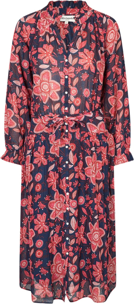 Lollys Laundry Aminall Midi Dress LS Kvinde Graphic Print Midi Kjoler Str XS - Bomuld hos Magasin