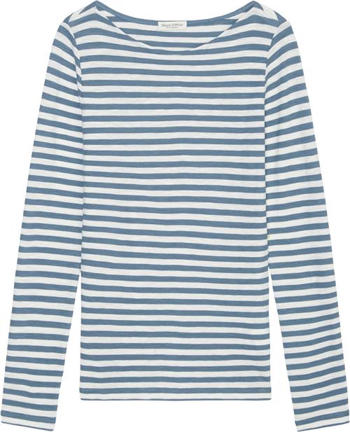 Marc O’Polo Tshirt, Long Sleeve, Boat Neck, st Kvinde Multi/ Hazy Blue Langærmede T-shirts Str XL - hos Magasin