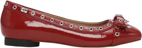 Ganni Eyelets Bow Ballerina Naplack Kvinde Racing Red Ballerinaer Str 40 - hos Magasin