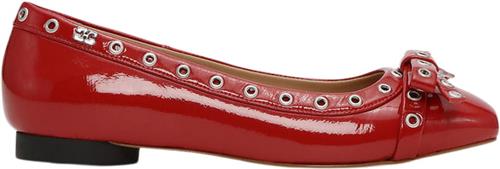 Ganni Eyelets Bow Ballerina Naplack Kvinde Racing Red Ballerinaer Str 36 - hos Magasin