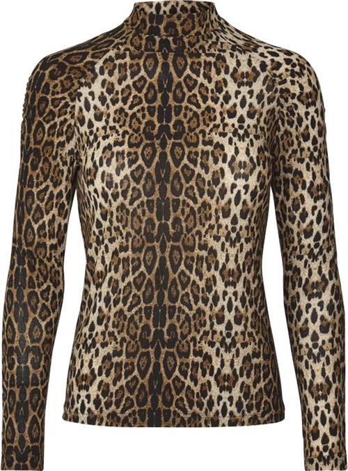 Lollys Laundry Ellen Blouse Kvinde Leopard Print Langærmede T-shirts Str M - Polyester hos Magasin