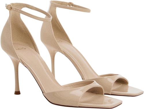 MANGO Patent Leather Effect Heeled Sandal Kvinde Light Beige Højhælede Sandaler Str 40 - hos Magasin