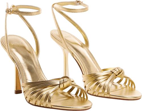 MANGO Strappy Heeled Sandals Kvinde Gold Højhælede Sandaler Str 42 - hos Magasin