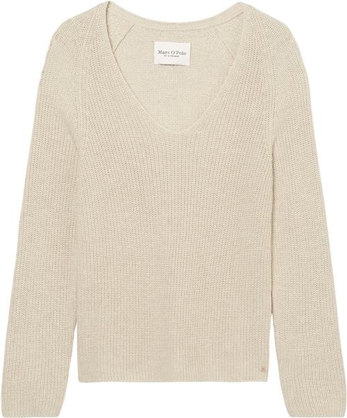 Marc O’Polo Pullover, Vneck, Long-sleeve, Half Kvinde Sandy Melange Sweaters Str L - hos Magasin