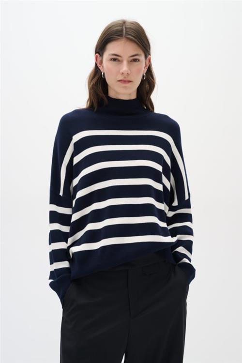 InWear Tenleyiw Turtleneck Pullover Kvinde Blue / White Sweaters Str S - hos Magasin