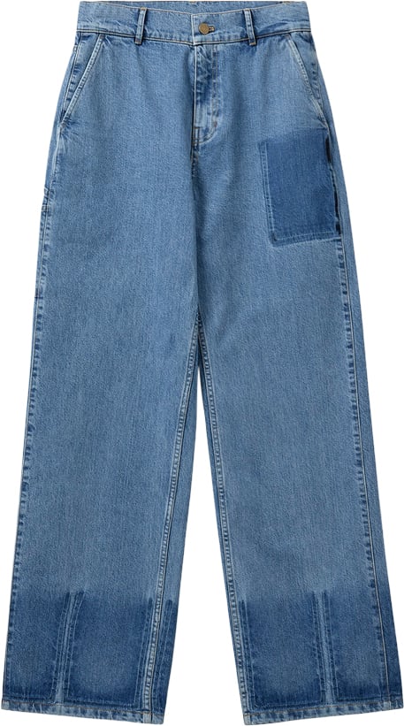 H2OFAGERHOLT New York Jeans Kvinde Blue Denim Wide Jeans Str L - Bomuld hos Magasin