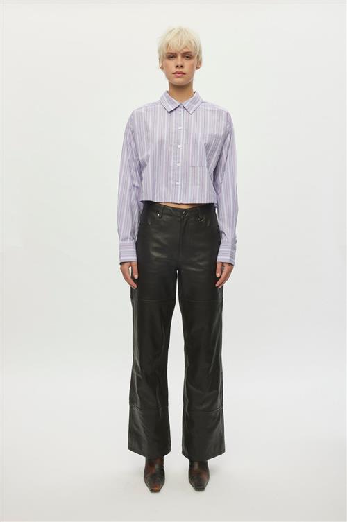 Oval Square Forever Cropped Shirt Kvinde Orchid Pinstripe Langærmede Skjorter Str L - Bomuld hos Magasin