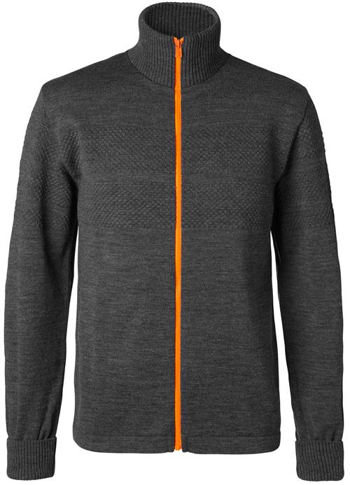 Mads Nørgaard - Copenhagen 100 Wool Klemens Zip Kontrast Mand Koksgrå, Orange Cardigans Str S - Uld hos Magasin