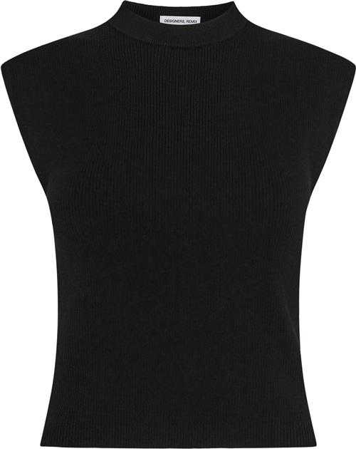 Se Designers Remix Taliana Rib Top Kvinde Sort Strikveste Str l - hos Magasin ved Magasin