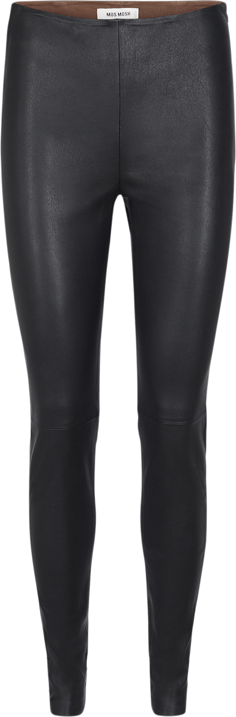 Mos Mosh Lucille Stretch Leather Legging Kvinde Black Leggings Str XL - Læder hos Magasin