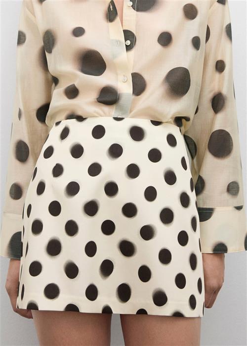 MANGO Polka dot Satin Mini Skirt Kvinde Light Beige Korte Nederdele Str 38 - hos Magasin