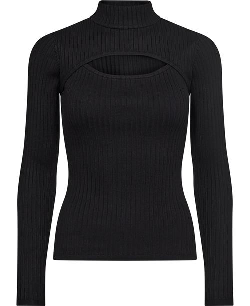 GUESS LS RIB Cutout Clarita Swtr Kvinde Jet Black A996 Langærmede T-shirts Str XS - hos Magasin