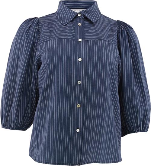 CONTINUE Alicia Kvinde Navy Blue Stripe Kortærmede Bluser Str L - hos Magasin