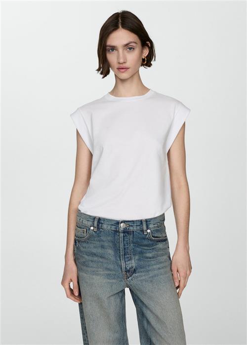 MANGO Shortsleeved Cotton T-shirt Kvinde White Kortærmede T-shirts Str M - hos Magasin