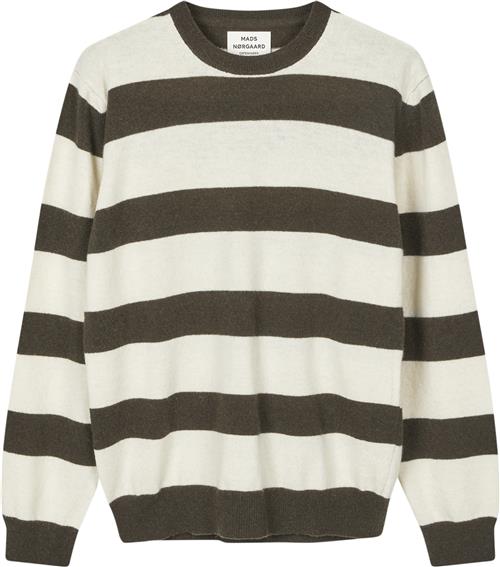 Mads Nørgaard - Copenhagen Eco Wool Stripe Kasey Sweater Kvinde Brun Og Hvid Med Striber Sweaters Str XS - hos Magasin