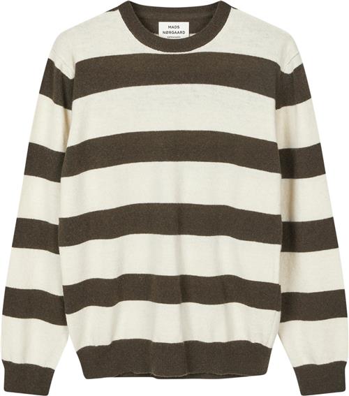 Mads Nørgaard - Copenhagen Eco Wool Stripe Kasey Sweater Kvinde Brun Og Hvid Med Striber Sweaters Str XXL - hos Magasin