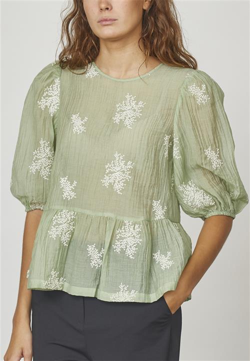 Se Love&Divine Love1155 Kvinde Pale Green/cream Langærmede Bluser Str S - hos Magasin ved Magasin