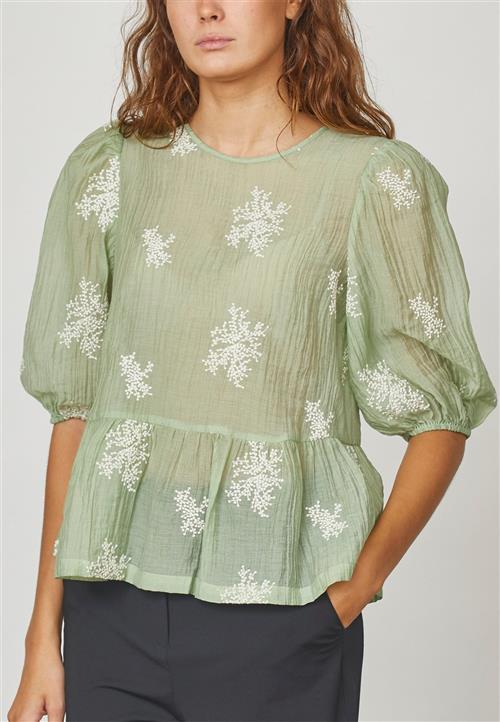 Love&Divine Love1155 Kvinde Pale Green/cream Langærmede Bluser Str M - hos Magasin