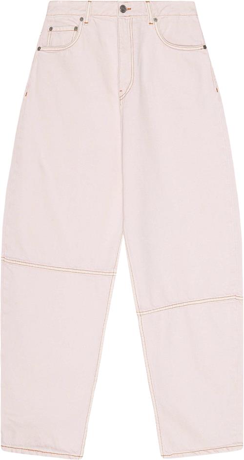 Ganni Overdyed Denim Stary Kvinde Chalk Pink Bukser Med Brede Ben Str 29 Denim - hos Magasin