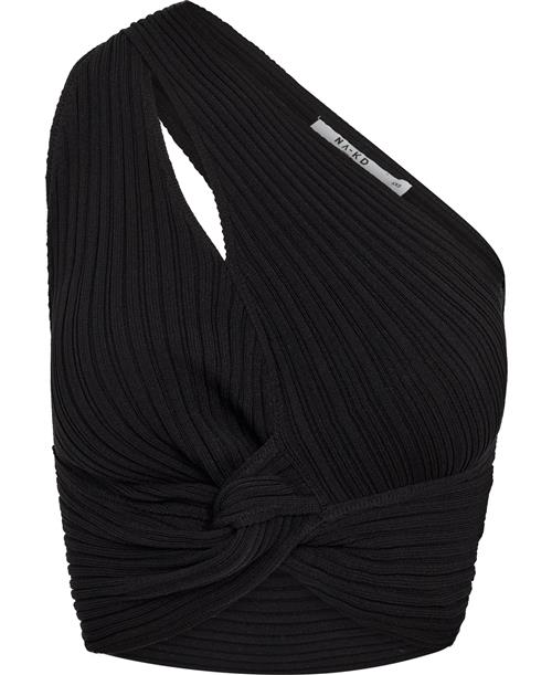 Se NA-KD Fine Knitted Wrap Detail Top Kvinde Black Tanktoppe Str XS - hos Magasin ved Magasin