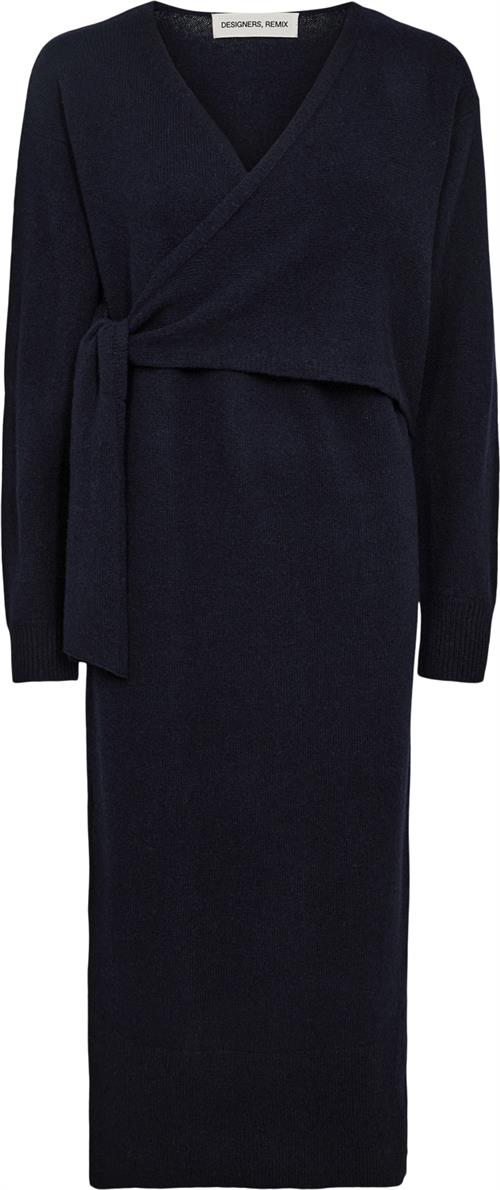 Designers Remix Carmen Wrap Dress Kvinde Midnight Blue Sweaters Str XS - hos Magasin