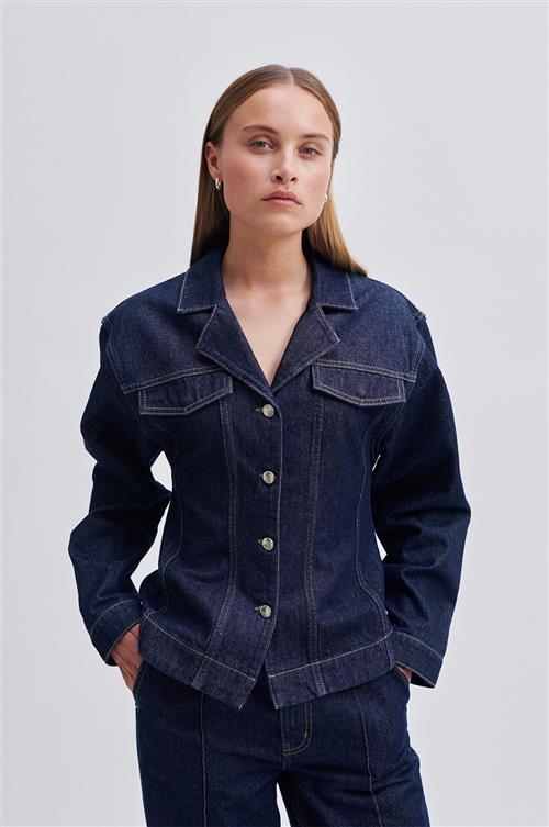 Second Female Columbus Jacket Kvinde Dark Blue Denim Denimjakker Str S - hos Magasin