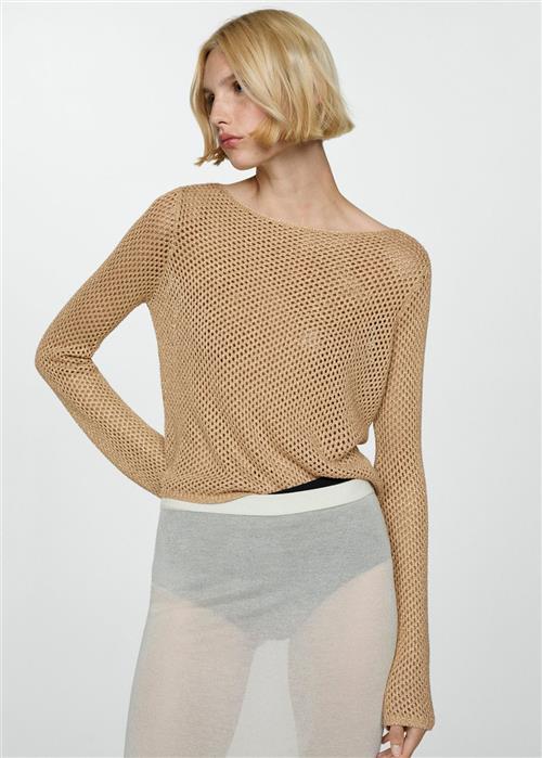 MANGO Openwork Lurex Sweater Kvinde Gold Sweaters Str S - hos Magasin