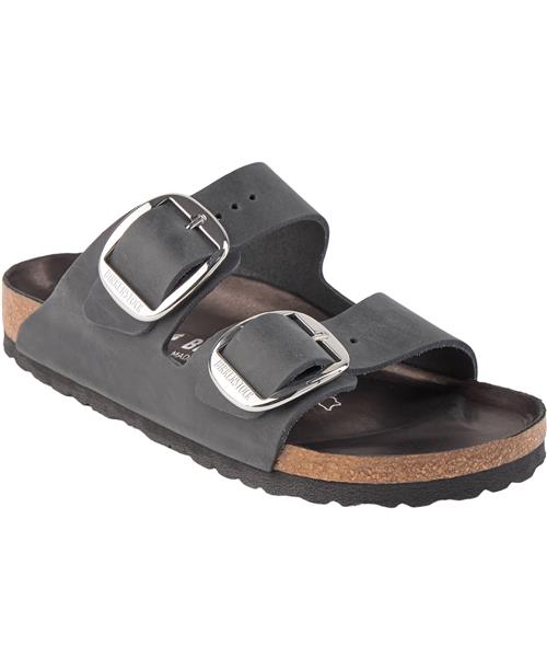 Birkenstock Arizona Big Buckle Nubuck Leather Kvinde Black Flade Sandaler Str 40 - Læder hos Magasin